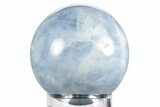 Polished Blue Calcite Sphere - Madagascar #239105-1